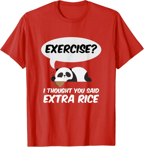 Vista 107 de ¿Ejercicio? I Thought You Said Extra Rice Panda Gift T-Shirt, Negro, S