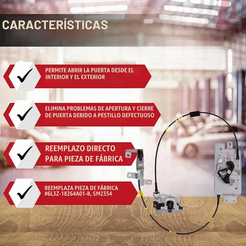 Vista 2 de Pestillo de bloqueo de la puerta trasera del lado del conductor izquierdo con cable compatible con Ford F-150 2004, 2005, 2006, 2007, 2008