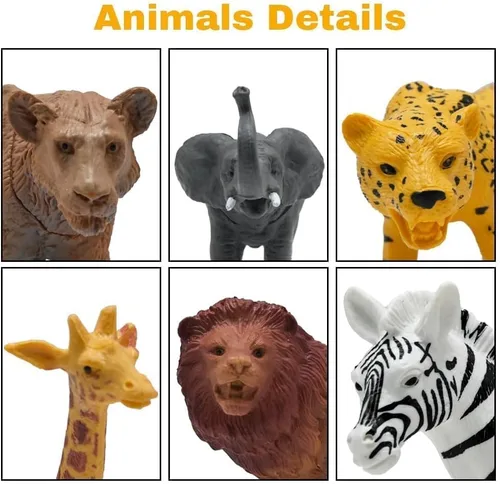 Vista 3 de Figuras de animales de safari, juguetes de animales de zoológico de plástico para niños pequeños de 1 a 3 años, figuras realistas de animales