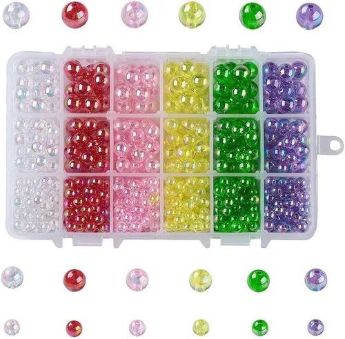 Vista 38 de Craftdady - 500 piezas de cuentas de vidrio redondas de 4 mm esmeriladas transparentes con cristal mate. Cuentas de vidrio esféricas pequeñas y 20