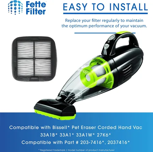 Vista 5 de Fette Filter - Filtro de vacío 97D5 compatible con aspiradora de mano Bissell Serie 33A1 35V4 47R5 Comparar con los números de pieza 2037416