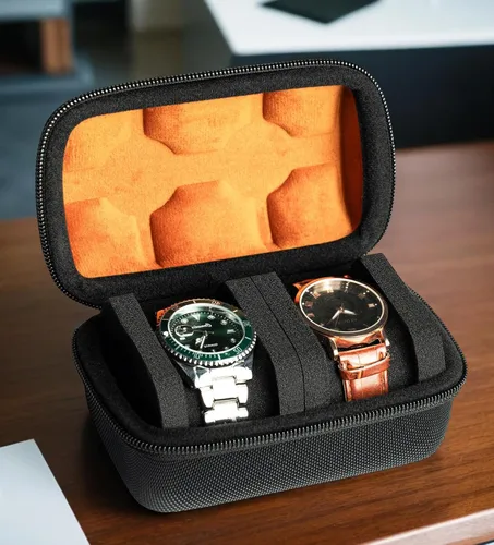 Vista 7 de Estuche de viaje duro con 2 ranuras, caja de almacenamiento y caja organizadora para hombres y mujeres con almohada de reloj antimovimiento
