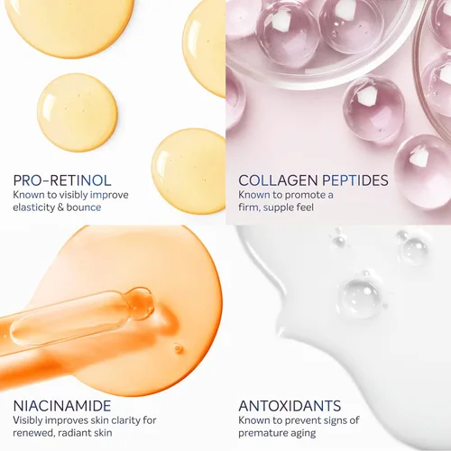 Vista 16 de Dove Suero Crema Pro-Retinol + Reafirmante para Elasticidad y Firmeza, con Péptidos de Colágeno, Niacinamida y Antioxidantes, Loción, 8 oz