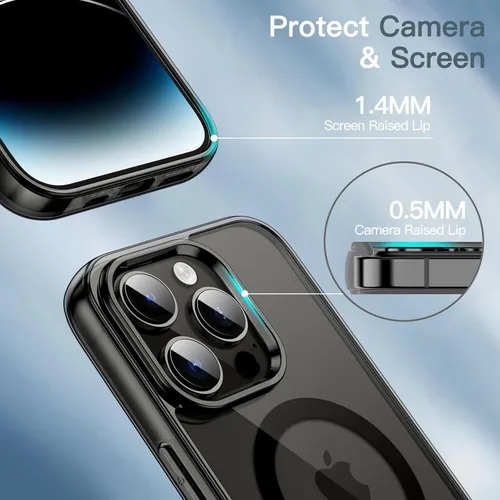Vista 6 de JETech Funda magnética para iPhone 14 Pro de 6.1 pulgadas, compatible con carga inalámbrica MagSafe, a prueba de golpes, parte trasera transparente