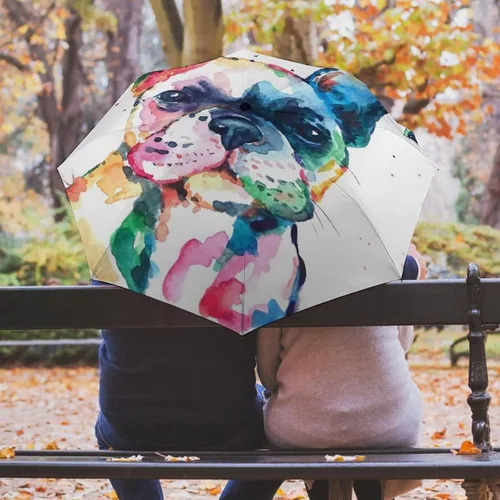 Vista 5 de Head Frenchie French Bulldog Original Dog Wildlife Rainbow Funny Puppy Companion 8 varillas, paraguas de viaje, resistente al viento, paraguas