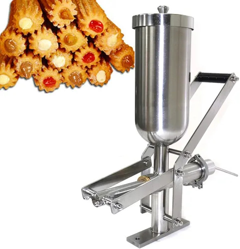 Vista 9 de Máquina de llenado manual de churrera churros 5L Donuts españoles Postre Churro Makers Máquina de llenado de mermelada de chocolate de acero