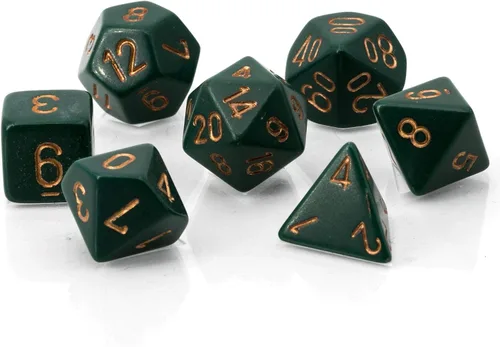 Vista 4 de Chessex CHX25415 Juego de dados opaco verde polvoriento/cobre