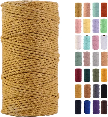 Vista 44 de Cuerda de macramé azul aire de 0.079 in x 220 yardas, cuerda de algodón colorido de algodón suave para colgar en la pared, colgadores de plantas