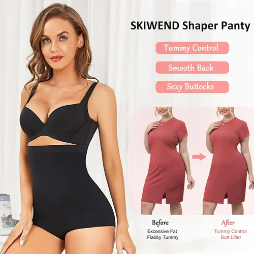 Vista 3 de SKIWEND Faja moldeadora para mujer control de abdomen levantamiento de glúteos faja moldeadora de cuerpo ropa interior para adelgazar los muslos
