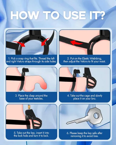 Vista 7 de Cinturón de castidad masculino jaula para pene - UTIMI Dispositivos de correa de castidad de plástico ajustable para hombre jaula de bondage