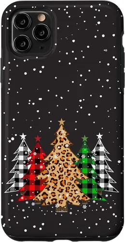 Vista 13 de Funda con diseño de árboles de Navidad con estampado de leopardo y cuadros para iPhone 16