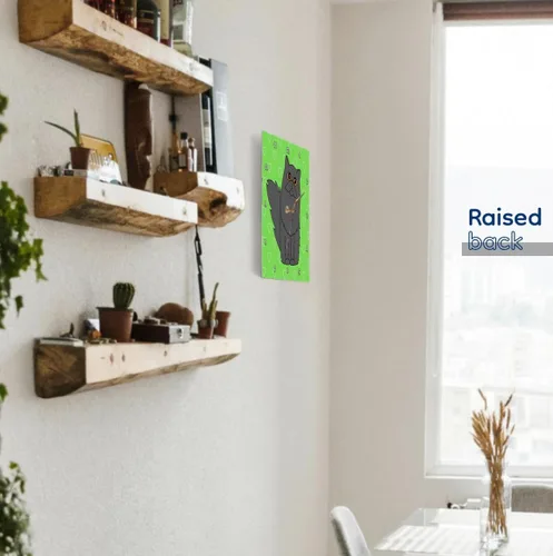 Vista 5 de 3dRose LLC Reloj de pared gris de pelo largo/gato persa con corazones verdes, 10 x 10 pulgadas
