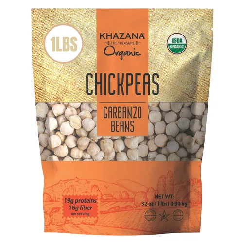 Vista 7 de Khazana Garbanzos orgánicos de 7 libras, granos de garbanzo, sin OMG, sin gluten y kosher, auténticas lentejas de la India