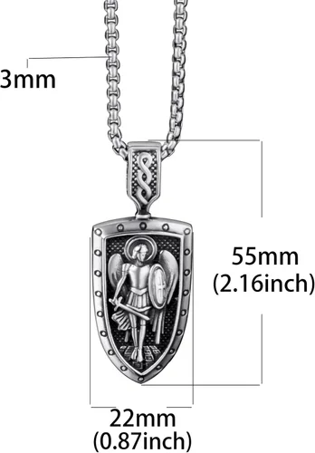 Vista 5 de ELFASIO Colgante de San Miguel medalla de San Cristóbal medallas de San Benito collar de cruz de Jesús para hombres y mujeres colgante de acero