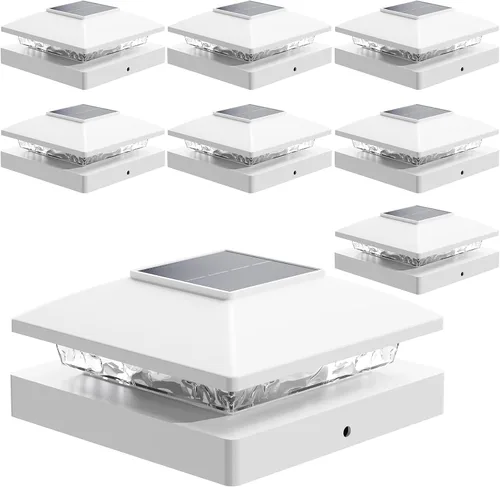 Vista 17 de Luces solares para punta de poste al aire libre 16 unidades, negras, impermeables, alimentadas por energía solar, luces de valla para cubierta