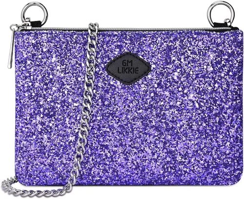 Vista 9 de Bolso de mano con bandolera GM LIKKIE para mujer, bolso de noche con purpurina, bolso de mano de lentejuelas para bodas y fiestas Glitter, Sequin