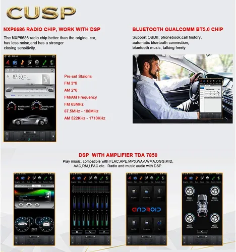 Vista 4 de CUSP - Radio Android estilo T de 12.1 pulgadas para Chevy Silverado GMC Sierra 2007-2013 Large vertical touchscreen upgrade with wireless