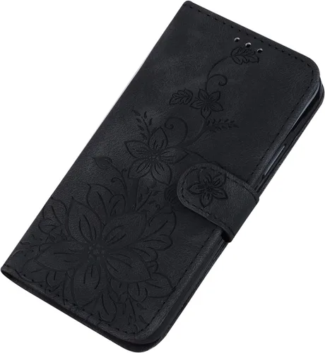 Vista 4 de Compatible con Tecno Spark Go 1 4G Flip Kickstand Cover Compatible con Tecno Pop 9 Pro Card Slot Wallet Case Funda Negro