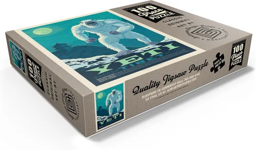 Vista 3 de MyPuzzle Mythical Creatures: Yeti, póster vintage, rompecabezas de 100 piezas para adultos