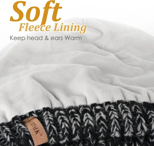 Vista 18 de FURTALK Gorros de invierno para mujer, con forro polar, gorro de punto holgado y cálido, gorro de esquí