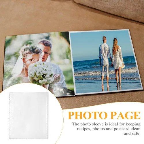 Vista 5 de Paquete de 25 hojas de repuesto para álbumes de fotos, fundas para 50 fotos, fundas para fotos de 5 x 7 pulgadas, 7 bolsillos para carpetas