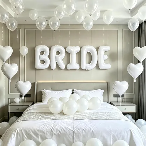 Vista 13 de TONIFUL 40 Inch Giant Bride Balloon Bachelorette Party Decorations with Blue White Balloons White BRIDE Letter Mylar Foil Balloons Banner for Bride