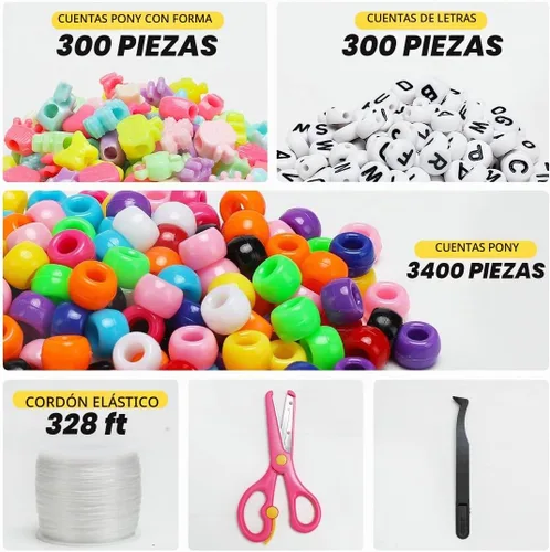 Vista 3 de IOOLEEM Cuentas de poni multicolor a granel, kit de 4000 piezas para pulseras de amistad y fabricación de joyas, fácil almacenamiento 11 Multicolor
