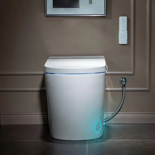 Vista 24 de WOODBRIDGE B0960S - Inodoro de descarga automática, apertura y cierre automáticos, inodoro de descarga única de 1.28 GPF con asiento inteligente