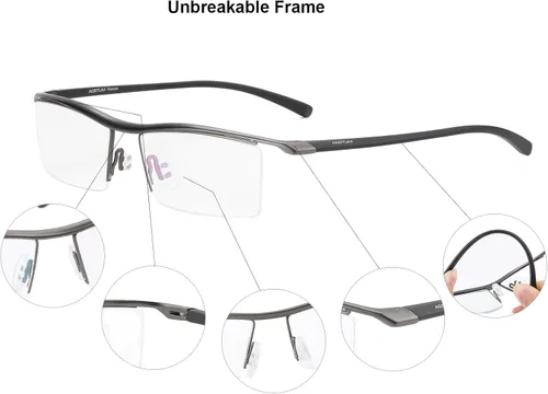 Vista 3 de Agstum Gafas de negocios sin montura de titanio puro, lentes transparentes