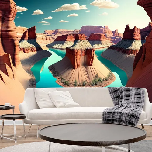Vista 3 de Papel pintado 3D del Gran Cañón, paisaje del parque nacional en Arizona, vista de la ciudad de Arizona, arte mural de pared grande para dormitorio