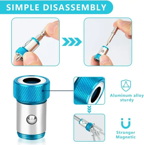Vista 4 de Anillo magnético de cabeza de destornillador mejorada, anillo magnetizador de tornillo universal de 1/4 pulgadas/0.250 in para destornillador Rojo