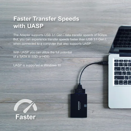Vista 4 de Mediasonic Cable SATA a USB – USB 3.0 / USB 3.1 Gen 1 a 2.5 pulgadas SATA SSD/Cable adaptador de disco duro