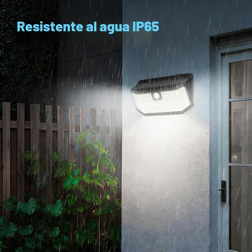 Vista 6 de Aootek Luces solares para exteriores, 182 LED, 2500 lúmenes, luces solares con sensor de movimiento, IP65 Waterpro con gran angular para patio