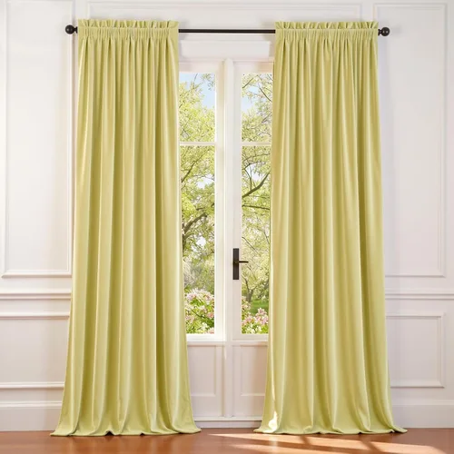 Vista 45 de Lazzzy - Cortinas de terciopelo blanco de 63 pulgadas de largo para sala de estar o dormitorio, cortinas con filtro de luz, aislación térmica