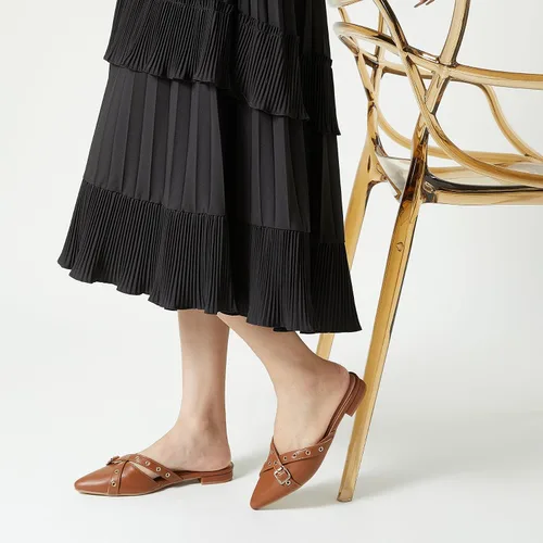 Vista 2 de Trary - Sandalias con lazo y puntera puntiaguda para mujer, modernas, talla 5 B- marrón