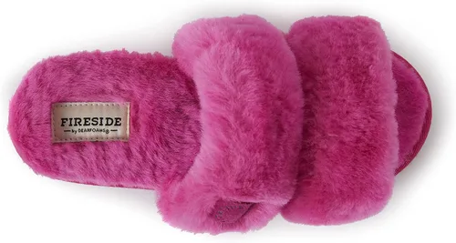 Vista 9 de Dearfoams Fireside Benalla - Pantuflas de piel de oveja de doble banda fácil de poner y quitar para mujer