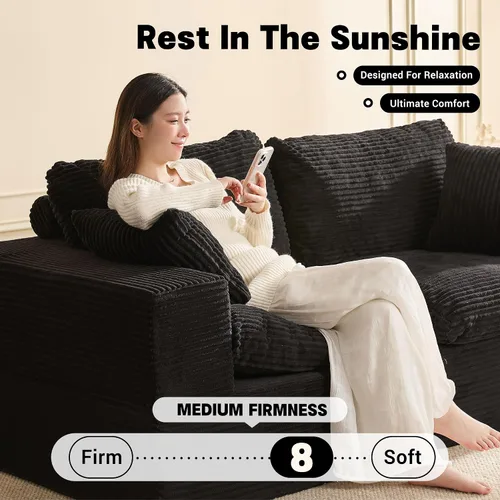 Vista 3 de Afuson Juego de sofá Cloud de 74.8 pulgadas, sofá biplaza modular, sofá convertible y asiento profundo, sofá acogedor para sala de estar, oficina