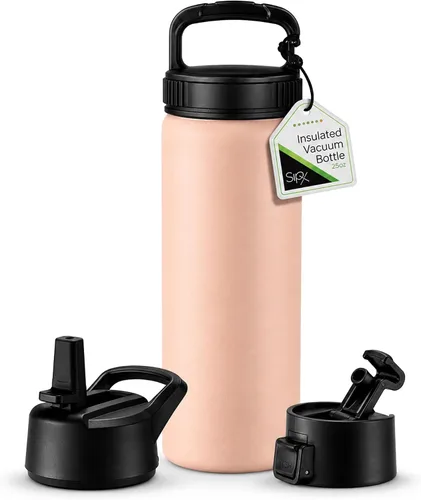 Vista 31 de SIPX™ Botella de Agua Aislada de 18 oz con 3 Tapas – Acero Inoxidable a Prueba de Fugas, Triple Aislamiento – Frío 24 Horas/Caliente 12 Horas – Negro