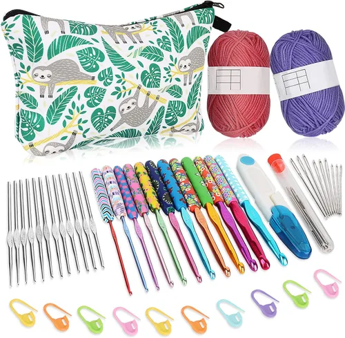 Vista 14 de Coopay - Juego de ganchos de ganchillo cálidos y cómodos de aluminio 9pcs 2.0mm-6.0mm(B-J) Smooth Crochets Needles Set for Crocheting, Blue Flower