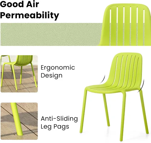 Vista 3 de LESHI Sillas de comedor para patio, sillas apilables de plástico con diseño transpirable, estilo artístico moderno y simple para comedor, balcón