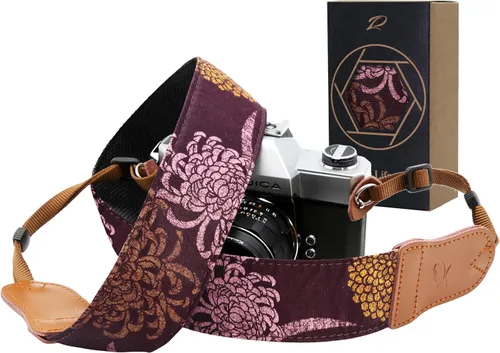 Vista 18 de Padwa Lifestyle Helios Moon God - Correa para cámara de 2 pulgadas, doble capa, extremos de piel vacuna, correas de cámara para fotógrafos, tejido