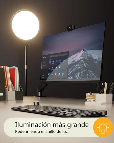 Vista 3 de Anillo de luz de 10.5" con soporte y soporte para teléfono - Trípode de 69 Negro