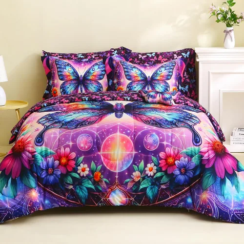 Vista 28 de Mooreeke Juego de edredón individual para niños de 6 piezas, juego de ropa de cama azul para adolescentes, cama de tren de microfibra para niños