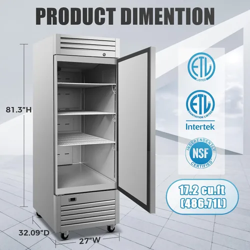 Vista 2 de EKS-E30R - Refrigerador vertical comercial de acero inoxidable de 17.7 pies cúbicos