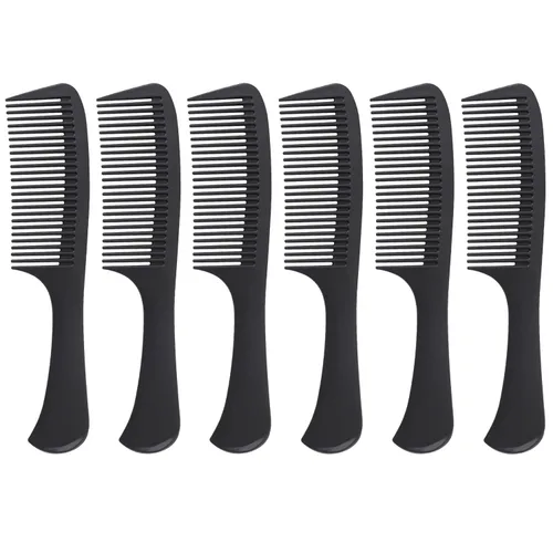 Vista 9 de Peine desenredante grande con mango profesional, fibra de carbono, corte, peluquería, peinado, diente redondo, peluquería, peluquería, peine