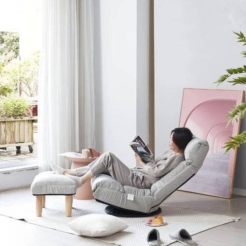 Vista 10 de Yoglad Sofá de estilo japonés, silla de juegos de suelo, sofá perezoso para leer juegos y meditar, 3 posiciones ajustables con cómodo respaldo