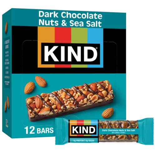 Vista 6 de KIND Barras de nueces, almendras, caramelo y sal marina, aperitivos saludables, sin gluten, bajas en azúcar, 0.21 onzas de proteína, 12
