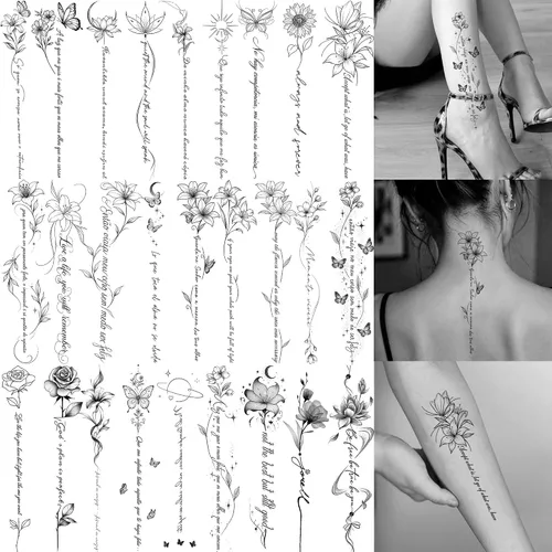 Vista 16 de COKTAK 6 Piezas/Lote Adhesivos Temporales Únicos de Henna Negra para Adultos, Mujeres, Niñas, Pluma, Mandala, Flor, Arte Corporal, Tatuajes Grandes