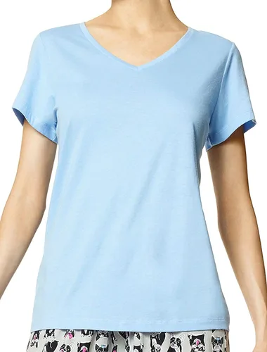 Vista 4 de HUE Women's Sleepwell Basic Short Sleeve V-Neck T-Shirt for Lounging Or Sleeping, Made with Temperature Regulating Technology