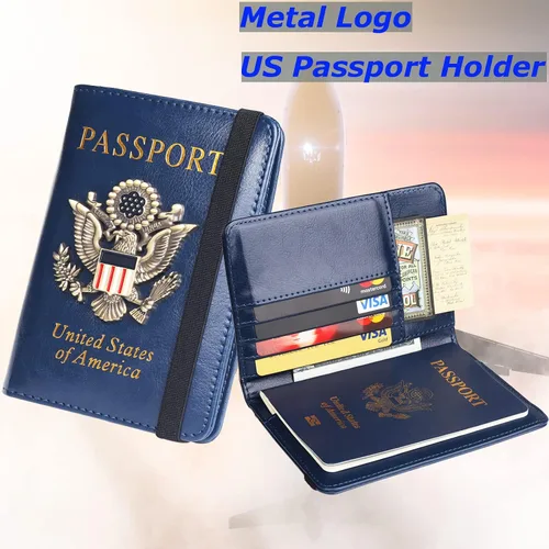 Vista 4 de Herain Soporte para pasaporte, cartera para pasaporte, funda para pasaporte, accesorios de viaje, funda de metal para pasaporte, libro de pasaporte